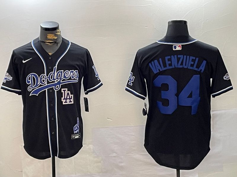 Men Los Angeles Dodgers #34 Valenzuela Black Game 2024 Nike MLB Jersey style 12025